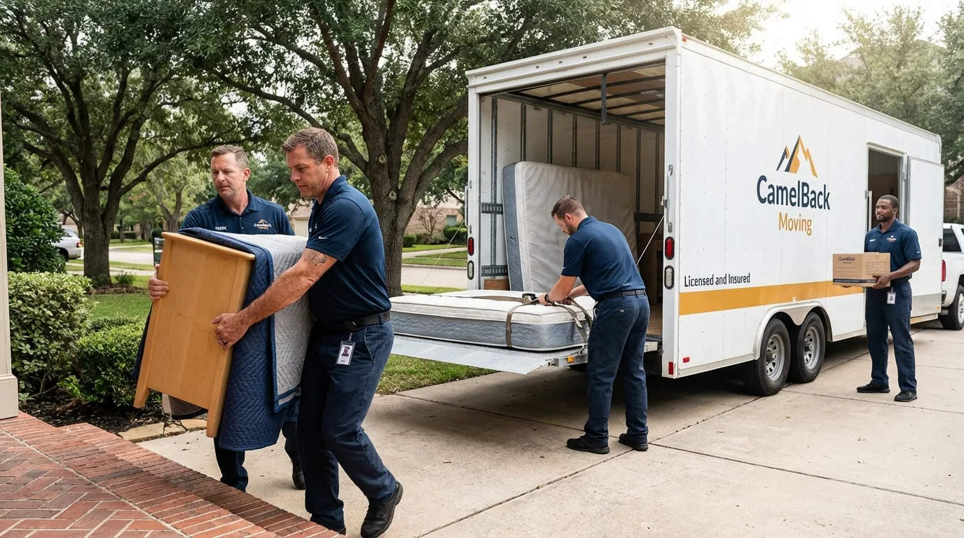 Crew loading residential truck for cross-state move from Seaford, DE