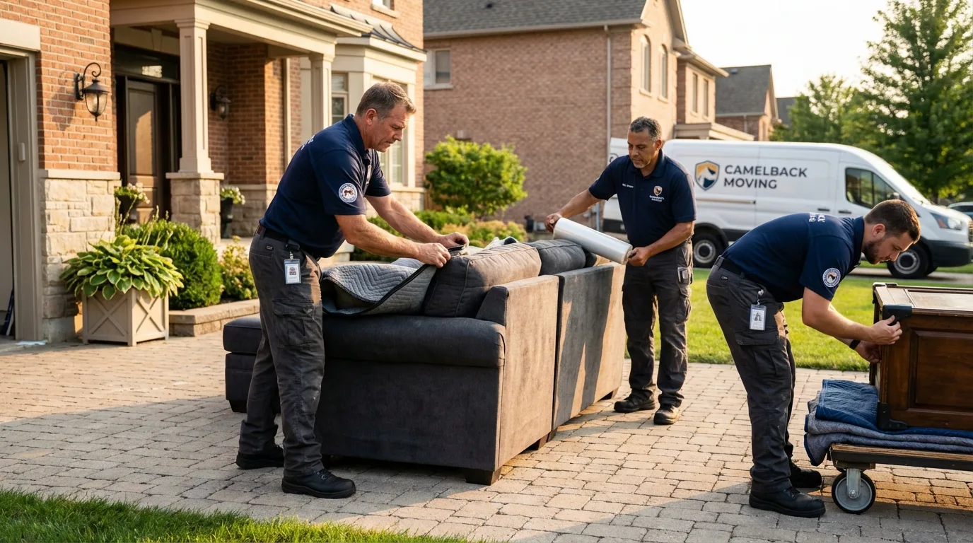 Large estate moving crew wrapping furniture in Seaford, DE