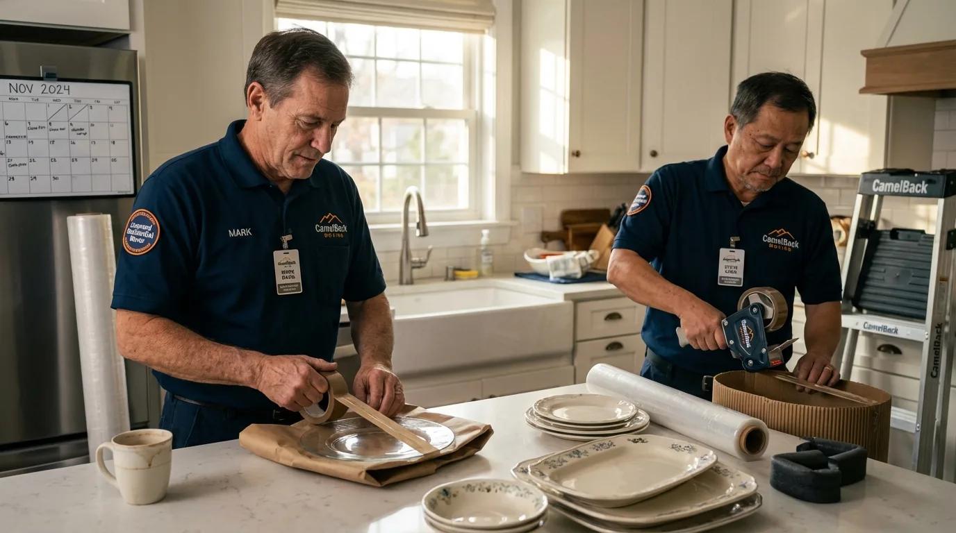 Professional crew packing kitchen dishware in Seaford, DE